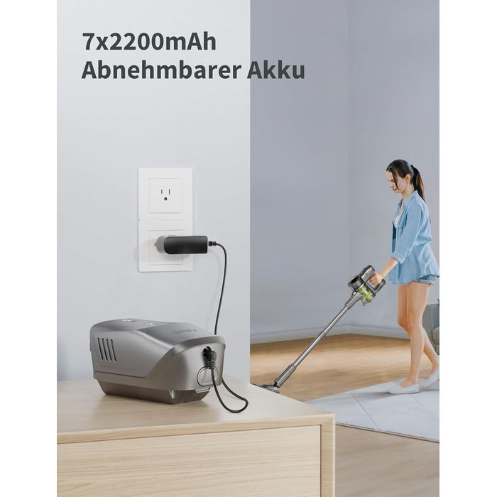 Бездротовий акумуляторний пилосос Kalado 27000Pa, 250W, 45 хв роботи, 1000 мл, для твердих поверхонь, плитки, шерсті тварин, зелений