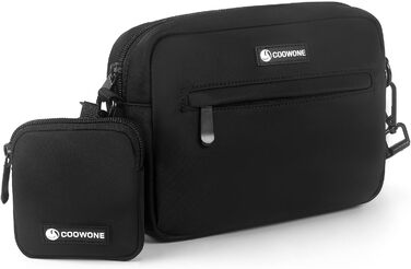 Сумка для ласощів для собак COOWONE, водонепроникна, з інтегрованим диспенсером для відходів, регульована через плече (Чорна)