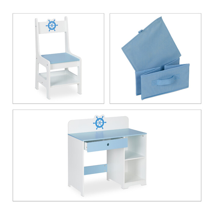 Relaxdays Children's Desk and Chair Nautical