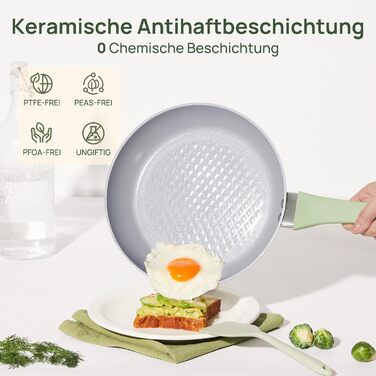 Сковорідка KOKHUB антипригарна керамічна 28 см з кришкою, без PFAS, PTFE, PFOA, індукційна, для посудомийної машини