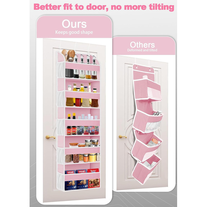 Органайзер на двері 5-ти секційний, складний, рожевий (2 шт) - для ванної, дитячої, кемпінгу