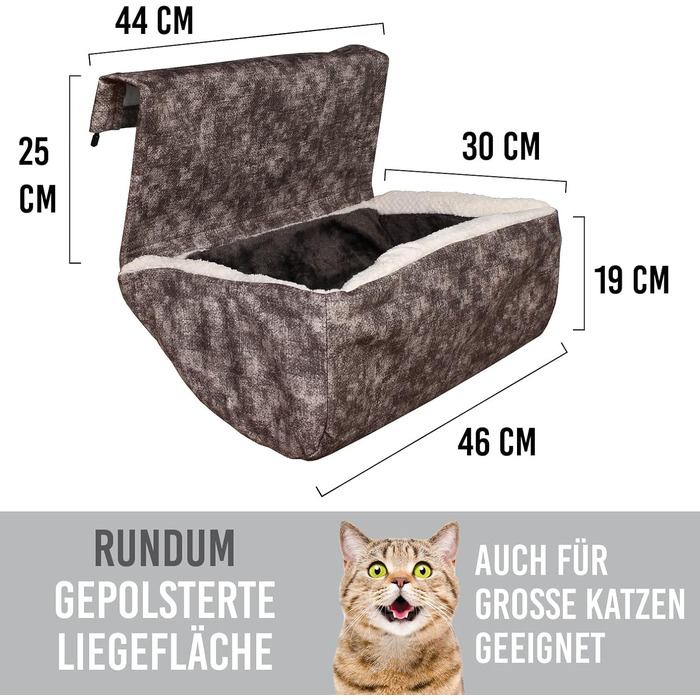 Heated Cat Bed | Also suitable for large cats | Cat Bed Heater Hanging Cave Cat Cat Heater Hammock Radiator Bed Cats Heated Cat Bed Cat XXL (Brown)