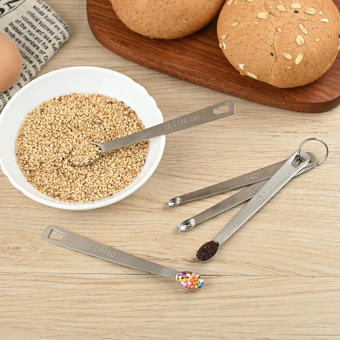 Measuring cup and spoon set, robust, stainless steel measuring cups and spoons, 20 pieces: 5 measuring cups, 6 measuring spoons, 5 mini measuring cups, conversion chart for measuring cups and spoons.