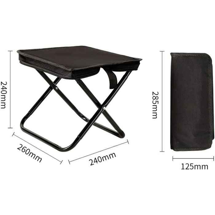 Складний туристичний стільчик XUEQI - легкий, портативний, з сумкою для зберігання (чорний)