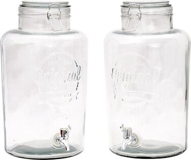 2 XL drink dispensers (8 liters each) made of glass with tap