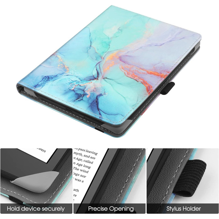 Чохол для електронних книг 6 дюймів: Kindle, Kobo, Tolino, Pocketbook, Sony. Чохол-підставка з петлею для руки, Marble Blue