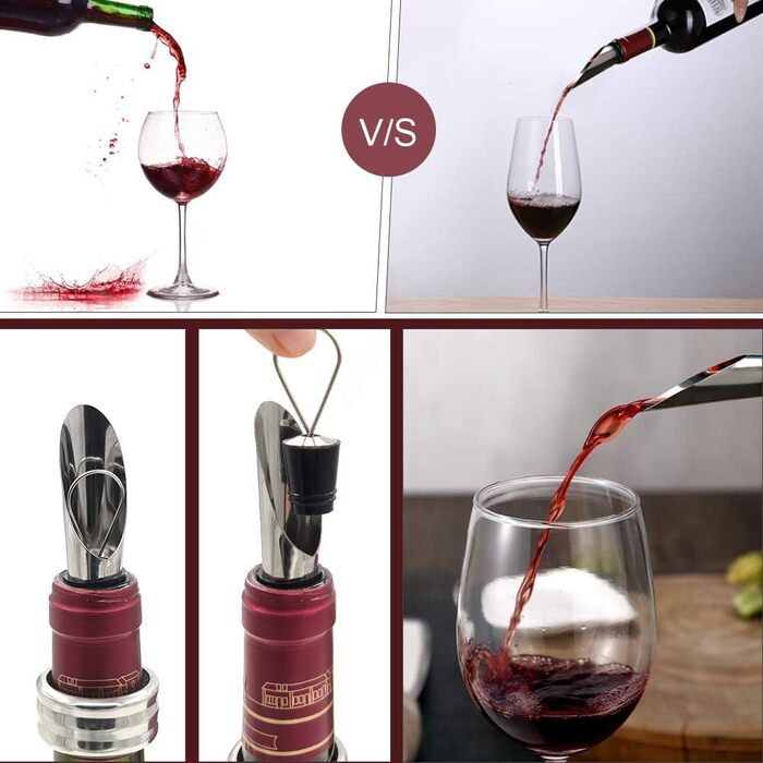 SumDirect Corkscrew, Wine Opener Set, Manual Wine Opener Kit, Zinc Alloy Handle Corkscrew, Deluxe Wine Opener Accessories with 9 Pieces, Elegant Design Set with Dark Cherry Wood Box