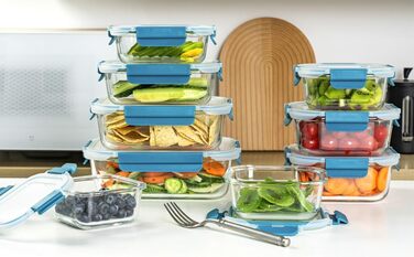 Набір контейнерів для зберігання їжі з боросилікатного скла з кришкою, BPA-free, герметичні, для мікрохвильової печі, духовка, посудомийна машина – контейнери для Meal Prep для кухні, офісу SA178-18PC