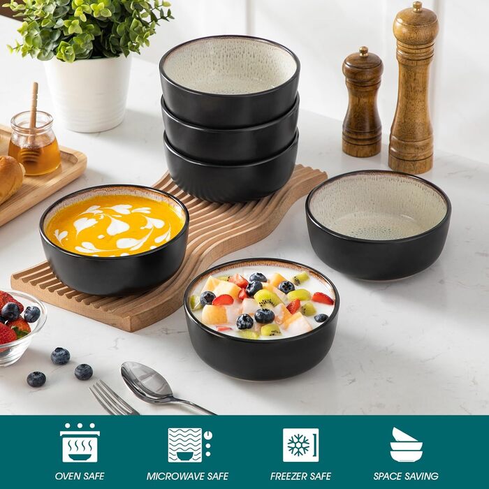 Набір посуду Steingut 24 шт. vancasso AMBER: 6 обеденних, десертних та супових тарілок, супові миски, реактивна глазур, безпечний для миття в посудомийній машині