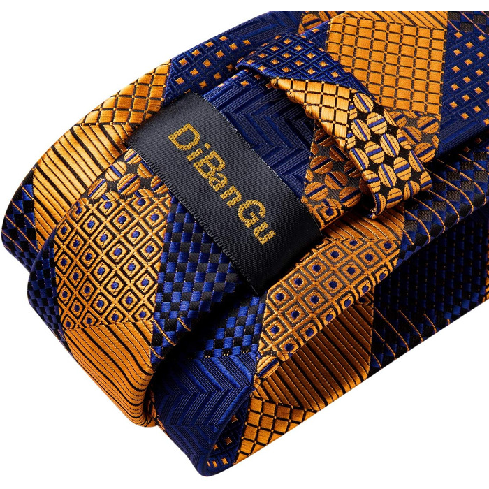 Набір аксесуарів для чоловіків DiBanGu: краватка-снуд, кишеньковий платок, запонки, кільце для краватки (4 шт.) - блакитний/коричневий