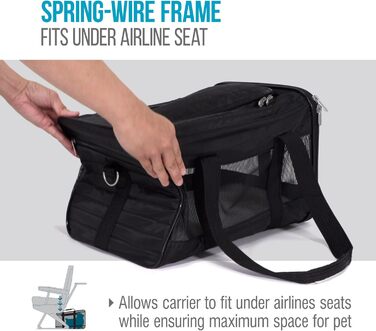 Транспортна переноска для тварин Sherpa Original Deluxe, розмір M (48x30x29 см), чорна, схвалена авіаперевізниками