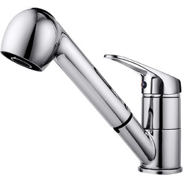 Змішувач кухонний висувний BONADE з подвійною виливом, поворотний на 360°, для кухні, з однією ручкою, хром