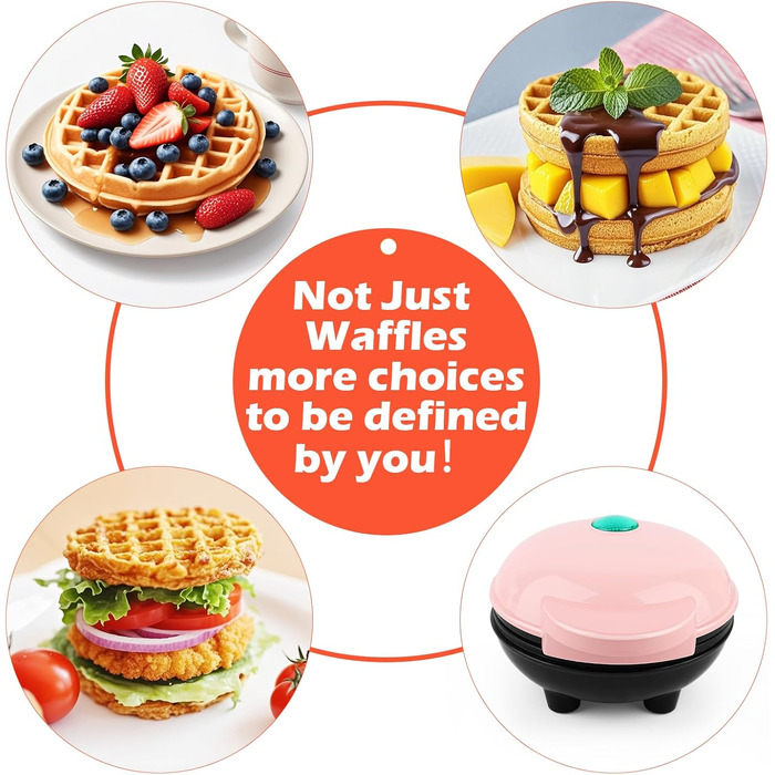 Вафельниця Mini Belgische 10см, 220V, 350W, Рожева | Вафельниця для приготування бельгійських вафель