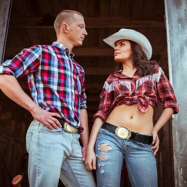 Шкіряний чоловічий ремінь у стилі вестерн Jadive з пряжкою-літерою M, ковбойський пояс для джинсів та родео