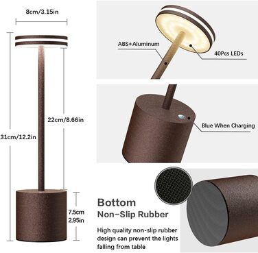 LED-лампа Hapfish настільна бездротова, акумуляторна, 5000mAh, сенсорне керування, регулювання яскравості, для дому та відпочинку на природі