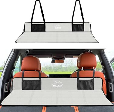 Автоматизована повітряна матрац для авто SUV на 2 особи, для кемпінгу та подорожей, самонадувна, з насосом та подушками, 183*13*7 см, чорний/сірий