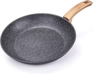 Сковорідки ALLUFLON Etnea Wood антипригарні, набір 20/24/28 см, алюміній, чорні, кам'яна поверхня