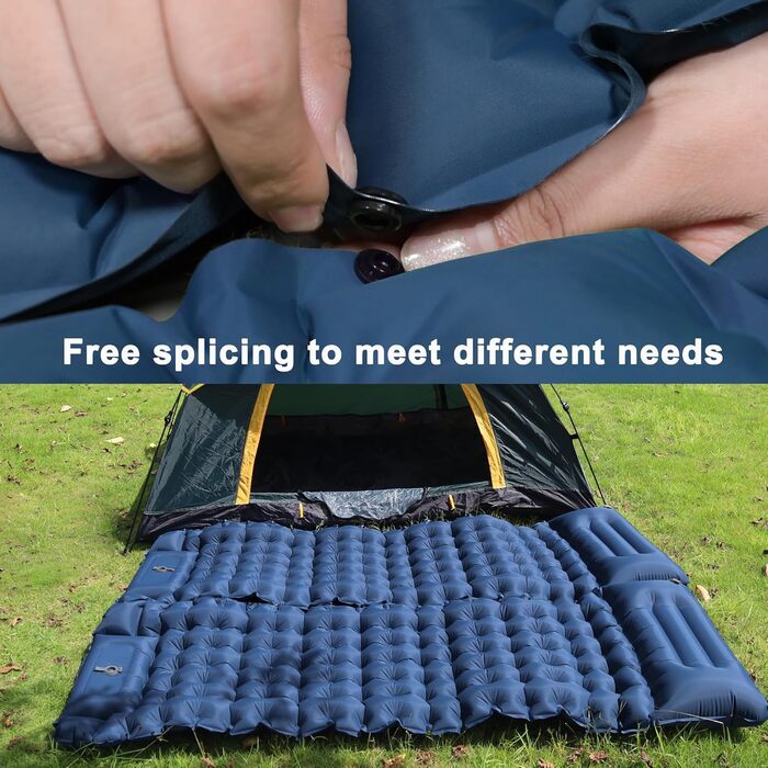 Каремат туристичний самонадувний TECHSHARE, посилений, для кемпінгу та відпочинку на природі, з насосом, блакитний