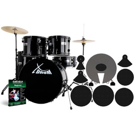 XDrum Rookie – барабанний комплект (барабани 20' BD, 10', 12', 14' TT, 14' SD, тарелки 14' Hi-Hat, 16' Crash-Ride, шкільний курс та комплект демпферів)