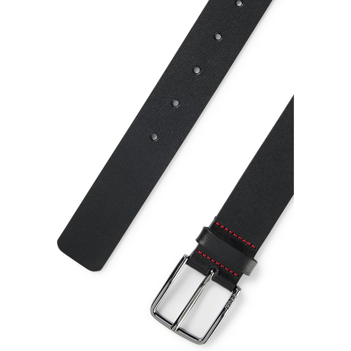 Чоловічий шкіряний ремінь HUGO Gerik SZ35 з гравіюванням логотипу на пряжці, чорний