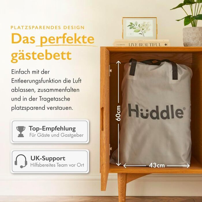 Повітряний матрац Huddle Lite з вбудованим насосом, комфортне флокування, підвищена висота — надувний матрац для кемпінгу та гостей