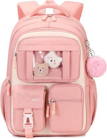 Дитячий рюкзак для школи DivingBirds, 2-7 клас, 22L, рожевий | Зручне дихаюче спинне відділення та м'які лямки | Рюкзак для дівчинки