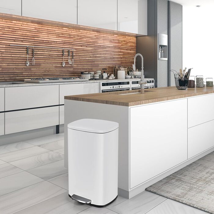 Відро для сміття LIFERUN 30л з кришкою, з м'яким закриттям, сталеве, з внутрішнім відром, для кухні, ванної кімнати, офісу