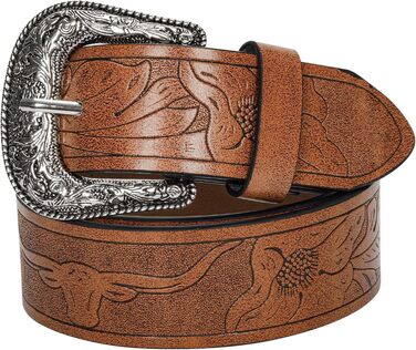 Жіночий/Чоловічий Ремінь Cowboy з Регульованою Пряжкою в Стилі Західного Дикого Заходу - для Джинсів, Штанів, Суконь. Розмір 30-39 (107 см)