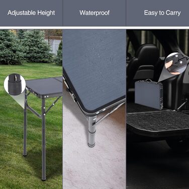 REDCAMP Складаний столик з регулюванням висоти, легкий портативний туристичний столик 60 x 40 см (4 рівня висоти) з сітчастою поверхнею, для дому та вулиці, балкона, ринку, кухні, темно-сірий, 60*40 см (4 рівня)