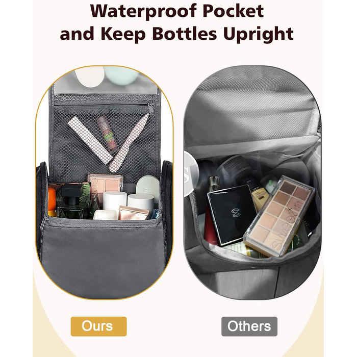 Чоловіча та жіноча косметичка для подорожей, водонепроникна сумка-органайзер для косметики з гачком, чорна