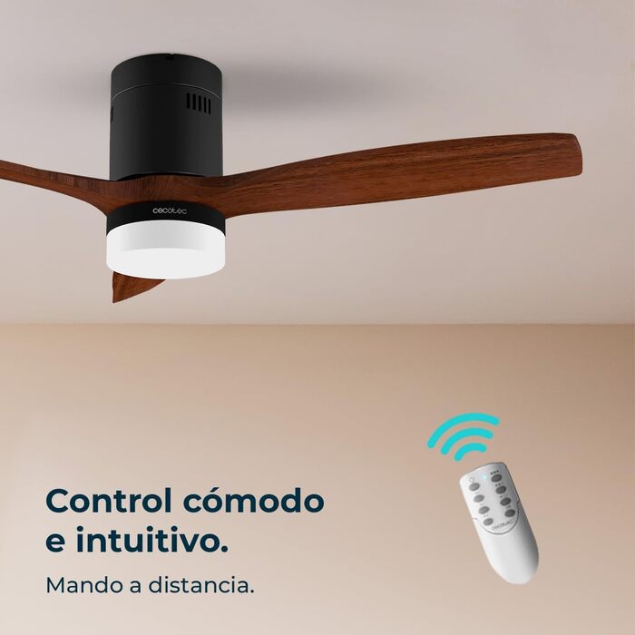 Стеляний вентилятор Cecotec Energysilence Aero 5600 Classic White з LED-підсвічуванням, 40W, діаметр 132 см, 6 швидкостей, пульт, літо/зима, чорний