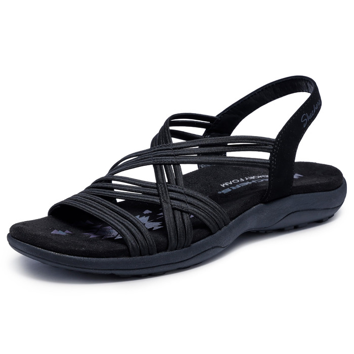 Скечерес Reggae Slim - жіночі спортивні сандалі Slip-ins, чорні, 41 EU, еластичні
