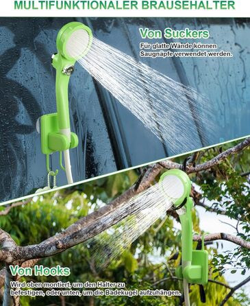 AUTOPkio Camping Shower with Battery, Upgraded Camping Shower 4500mAh Rechargeable Pump, IPX7 Waterproof for Camp, Outdoor, Hiking, Car Washing, Pet (Green)