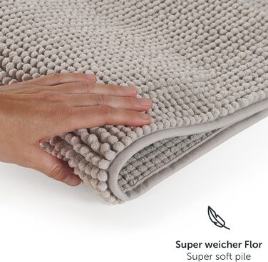 Килимок для ванної кімнати Blumtal Chenille 40x60 см - сертифікований Oeko-TEX, антиковзаючі, миються, сірий