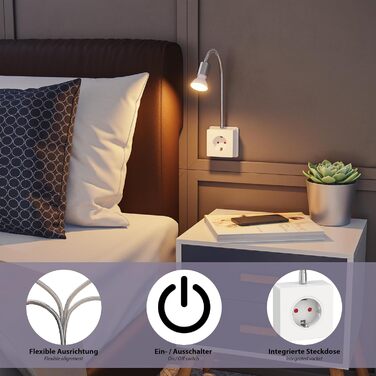 Світлодіодна настільна лампа-прищіпка LESCH з гнучким кронштейном, хром/білий, GU10 10W (1 шт)