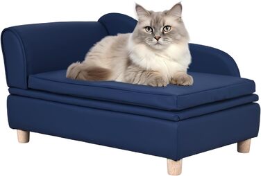 Софа для собак та котів Yoonnie room з PU-шкіри з місцем для зберігання, з дерев'яним каркасом, з подушками, для цуценят та котів (Перловий білий)