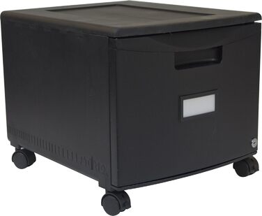 Металевий офісний шафа Storex з 1 шухлядою, замком і ключем, 37x32x46 см, чорний/темно-сірий
