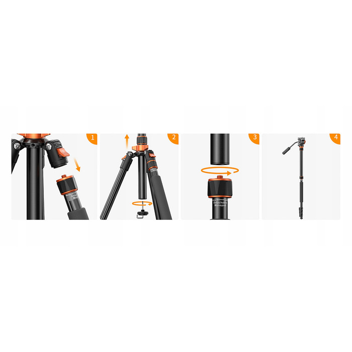 Відеоштатив K&F Concept K234A7 з гідравлічною головкою FH-03