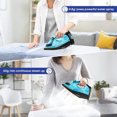 Пароочисник ZStarlite Powersteam Ultra: бездротовий, 2400W, керамічна підошва, антикальк, безперервний пар, вертикальне прасування, самоочищення, 320мл, блакитний