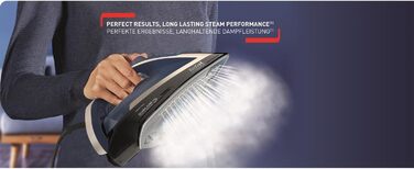 Tefal FV6846E1 Ultragliss Plus Anti-Kalk Steam Iron | 2800 Watts | Removable scale collector | 50 g/min continuous steam output | 260 g/min steam boost | Auto shut-off | blue/white Single 260g/min Steam + 2800W
