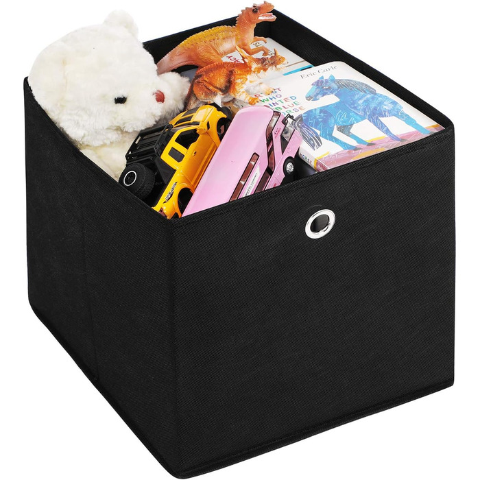 SONGMICS Storage Box, 6 Pack, Folding Box, Foldable Organizer, with Finger Hole, 30 x 30 x 30 cm, RFB02H-3 (Grey+ Black+ Beige)