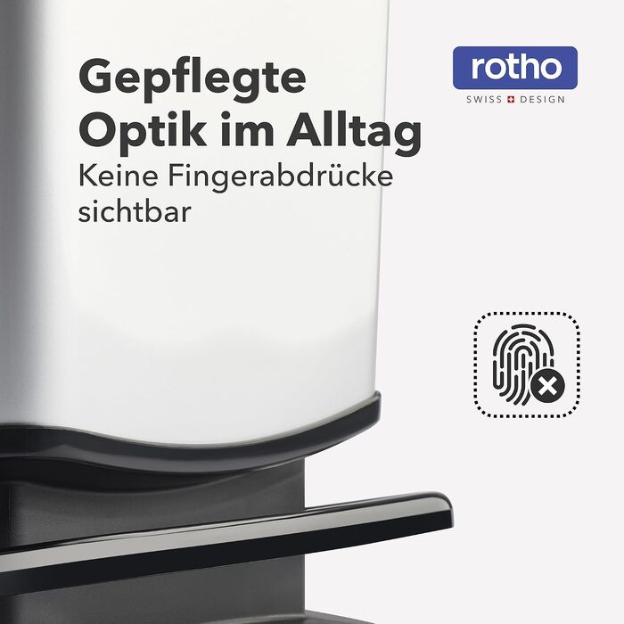 Сміттєвий відро Rotho Paso для кухні, 20 л, педальний з м'яким закриттям Soft-Close (Блакитний)