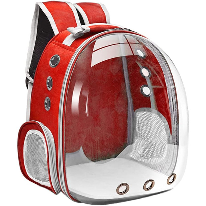 MagiDeal Преміум рюкзак-переноска для кота, велика прозора сумка-переноска для домашніх тварин, портативна вентильована переноска для кота/маленької собаки, водонепроникна для використання на вулиці (червона)