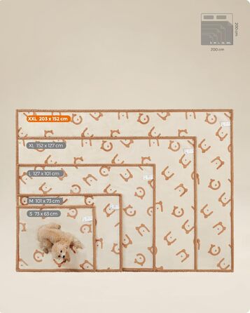 Водонепроникний коврик для собак Feandrea, Sherpa Fleece, 152x127 см, XL, для собак та котів, машинне прання, захист дивану, бежевий, XXL (203 x 152 см)