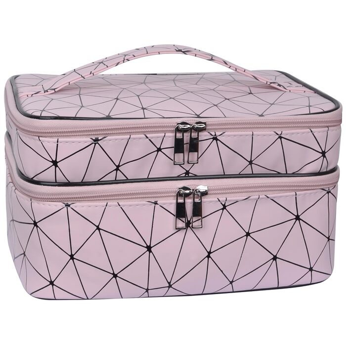 Водонепроникна косметичка MKPCW для жінок з відділенням для пензлів та перегородкою (Рожева)