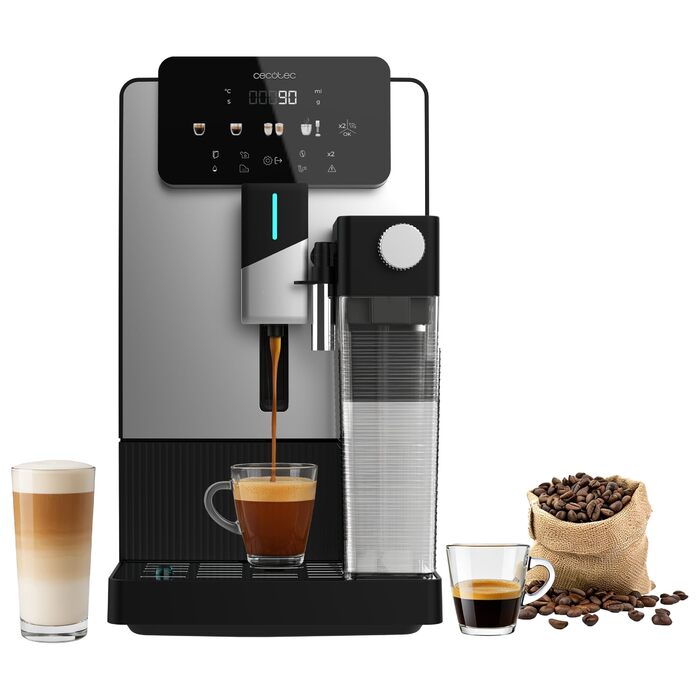 Кавомашина автоматична Cecotec Cremmaet Latte Art Elite 1500 Вт, 19 бар, керамічні жорна, 1.1л + 400мл, для капучино та лате