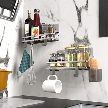 KROCEO shower shelves 10.5x30 cm and 9x29 cm silver