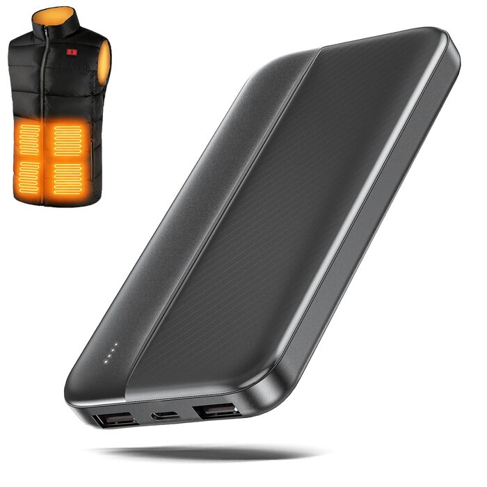 Powerbank 10000mAh для обігрівальної жилетки та одягу | UL2056 | Сумісний з жилеткою, штанами, термобілизною, чоловічий/жіночий | 5V/2A