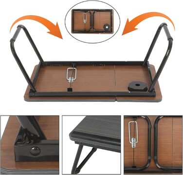 Складаний столик для ноутбука 55x32x25 см: підставка для планшета, ліжка, ноутбука з підстаканником (білий, чорний)