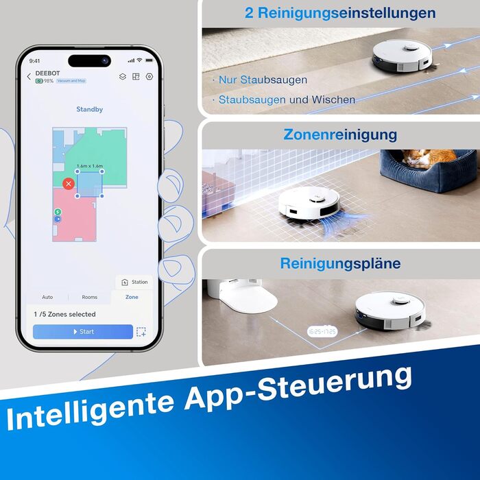 Робот-пилосос ECOVACS DEEBOT N20 Plus з функцією миття, 8000Pa, PureCyclone Station, без мішка, захист від заплутування волосся, до 300 хв роботи, білий